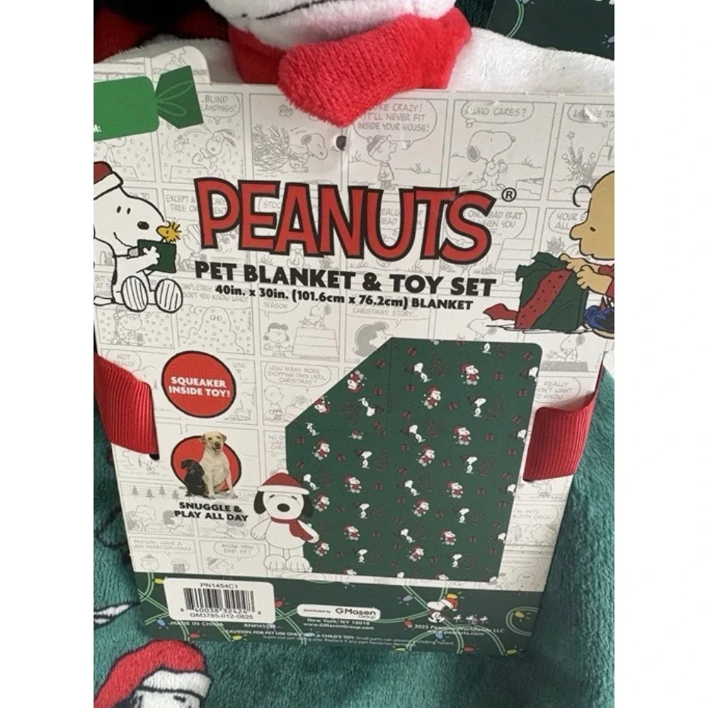 Peanuts‎ Snoopy Pet Blanket & Toy Set Holiday Green 40x30 NWT New Christmas